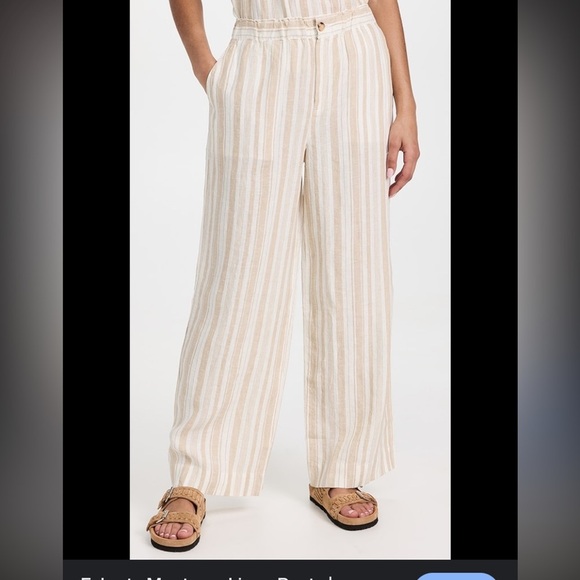 Faherty Monterey Linen Striped Pants Sz XL Sand 100% Linen - Picture 1 of 5